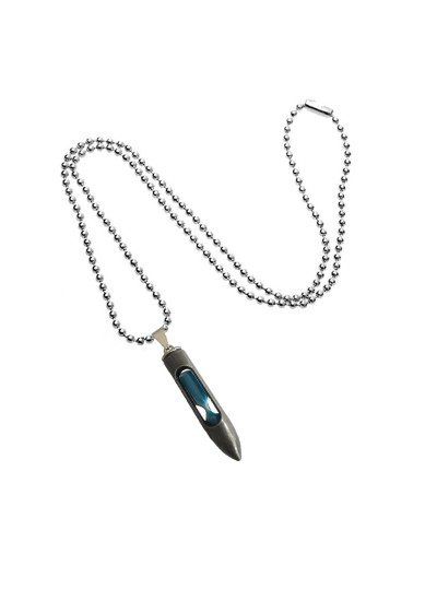 Bullet Glass Blue Sand Timer Pendant By Menjewell